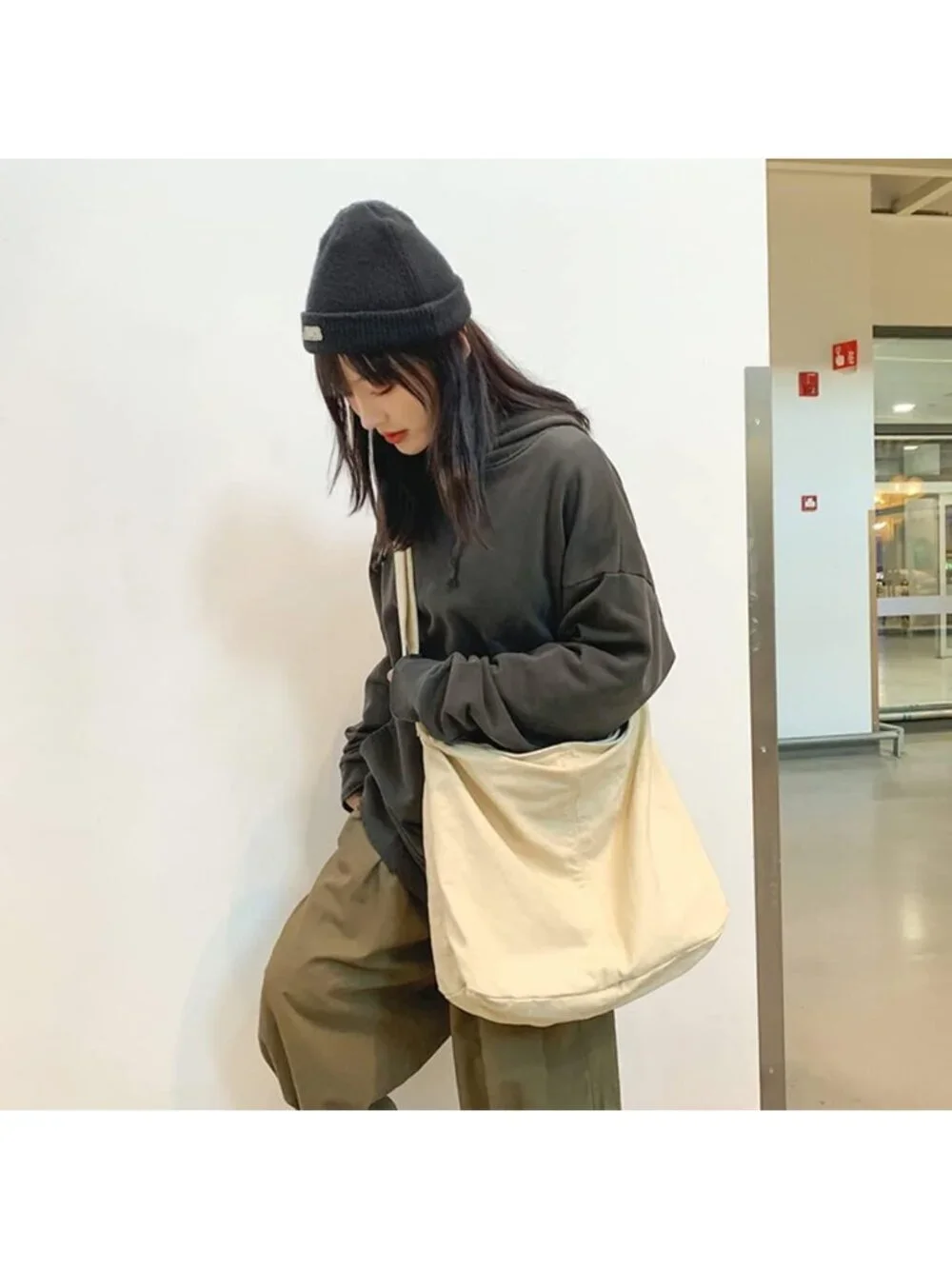 Women's White2 Travel Canvas Zipper Crossbody Shoulder Laptop Bag